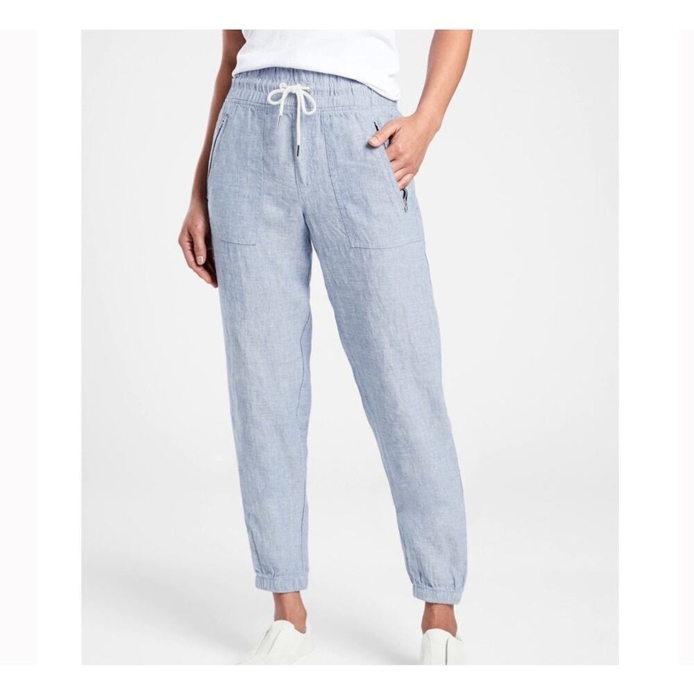 Athleta Cabo Linen Jogger Womens Size 6 Chambray Blue